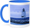 3dRose, Lake Michigan, Charlevoix Lighthouse-US23 WBI0323-Walter Bibikow Two Tone Mug, 11 oz, Blue/White...