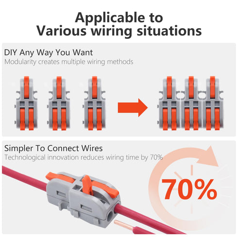 20Pcs Lever Wire Connectors, 1 in 2 Out DIY Mini Splicing Compact Splitter Docking Terminal Block Electrical Connectors, 24-12 AWG...