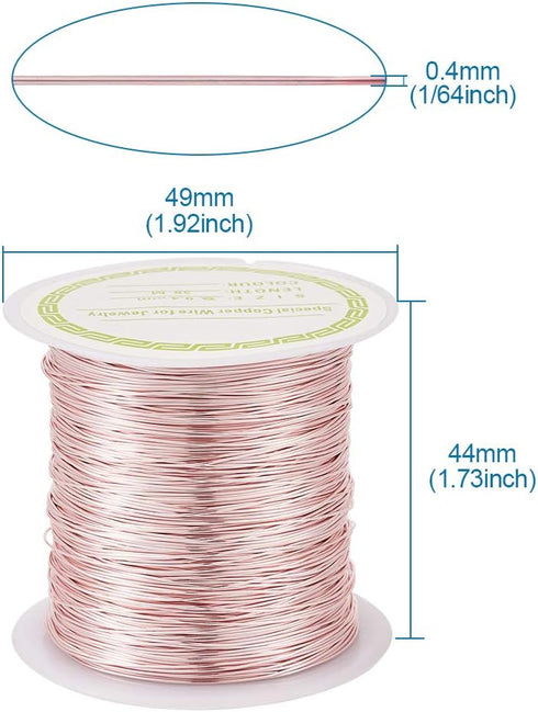Pandahall 125 Feet Tarnish Resistant Copper Wire 26 Gauge Jewelry Beading Craft Wire for Jewelry Making (Rose Gold)...