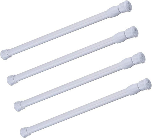 Tension Rods, 4 Pack 15.7-28 Inches Adjustable Spring Steel Cupboard Bars Tension Curtain Rod Shower Rod Extendable Width...