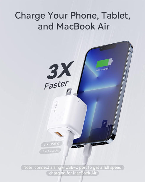 VOLTME USB C Charger 30W, 2-Pack Dual Port Fast Charger Block, Compact Wall Charger Foldable Plug Adapter for iPhone 14 13 12 11 Pro Max Mini, Sam...