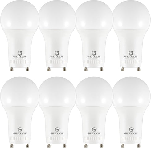 Great Eagle Lighting Corporation 60W GU24 LED Light Bulb, Non Dimmable, 4000K Cool White, UL, Twist-in 2 Prong (8-Pack)...