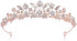 Bridal Rhinestone Crystal Tiara Crown for Women Flower Girls Wedding Prom Birthday Pegeant Veil Tiaras Headband, Rose Gold...