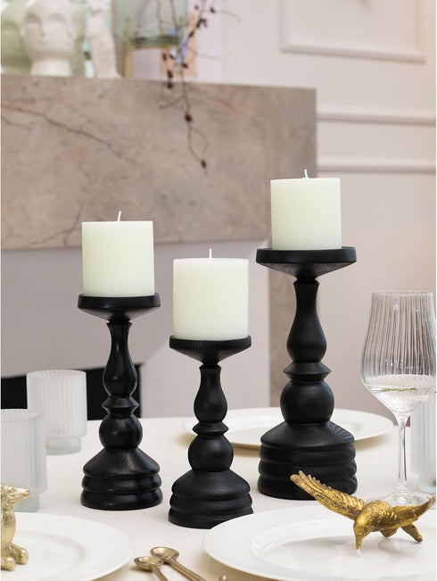 CANDWAX 3x3 Pillar Candles Set of 3 - Rustic Unscented No Drip Ivory Candles for Home Decor, Weddings, Centerpieces...