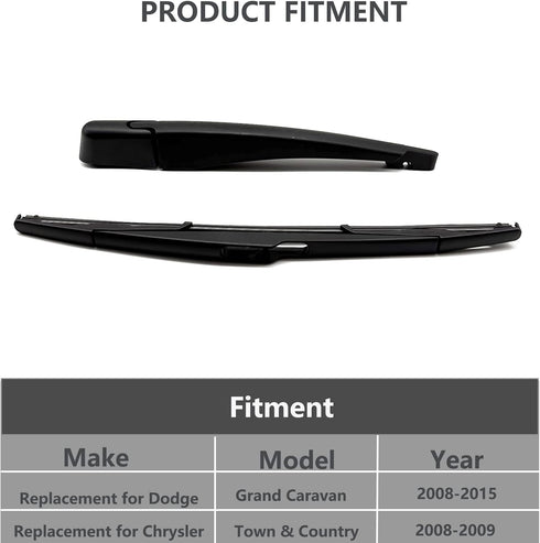 Replacement for Dodge Grand Caravan 2008-2015 / Chrysler Town & Country 2008-2009 Rear Windshield Wiper Arm Wiper Blade,Rear Window Wiper Arm Blad...
