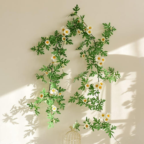 SOMYTING Artificial Daisy Garland Decorative Fake Flower Vine Hanging 5.6Ft Silk Flower Greenery for Home Garden Outdoor Ceremony Wedding Arch Flo...