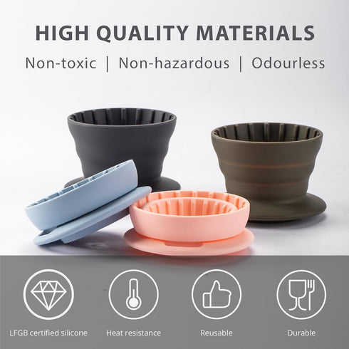 Collapsible Coffee Dripper, Silicone Portable Pour Over Coffee Maker, Reusable Single Cup Maker(1-2 Cup) (Pink)...