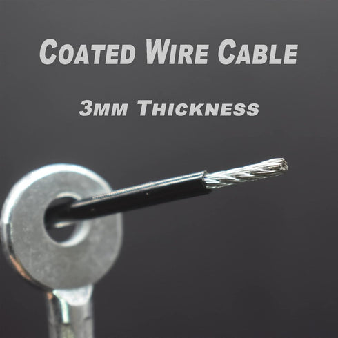 10 pcs 20 inch (50cm) 3mm Thickness Galvanized Steel Wire Cable Eyelets Ended Short Rope Lanyard Safety Tether Chain Lock with Vinyl Coated Cover ...