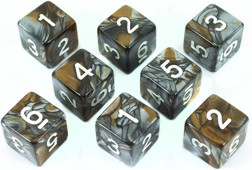 Grey Pearl Dice - 8 D6 Set - 'Gargoyle'...