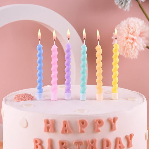 PHD CAKE 36-Count Rainbow Spiral Birthday Candles with Holders, Party Candles, Cake Candles...