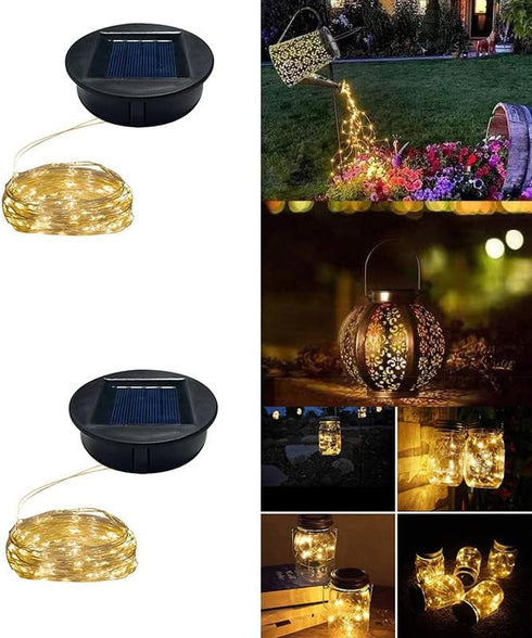 Solar Lights Replacement Top Parts for Outdoor Solar Watering Can Hanging Lanterns with 90 LED String Lithgs Detachable Connector (Warm White ) (2...