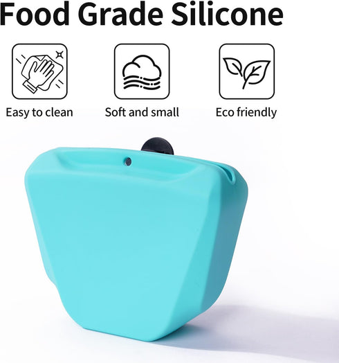 Silicone Dog Treat Pouch Portable Training Bag Holder for Dogs Leash with Magnetic Closure and Upgraded Waist Clip - 2 Pack Medium with Patent...