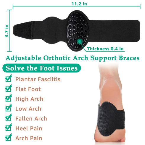 Arch Support Compression Sleeves for Flat Feet, Adjustable Velcro Plantar Fasciitis Braces for Fallen Arches, Unisex Orthotic Arch Support Wrap fo...