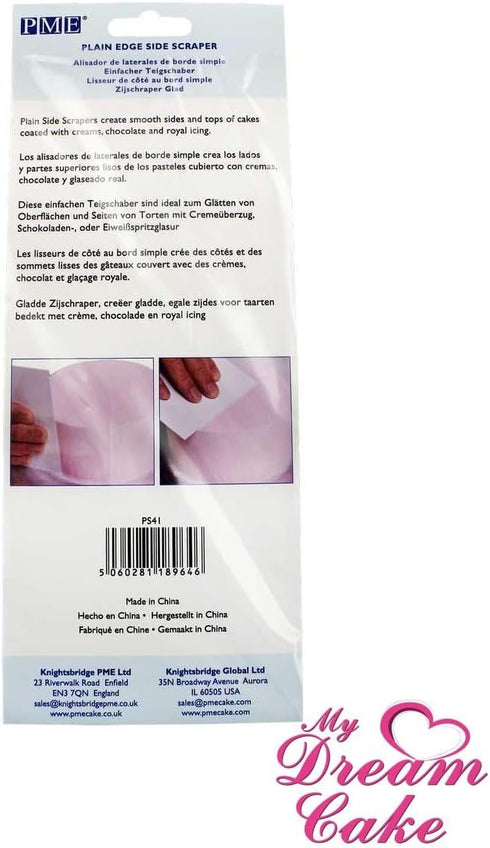 PME Cake Decorating 8" Tall Plain Edge Plastic Side Scraper 8 x 3.7 Inches, White, Standard...