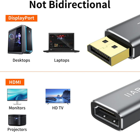 Displayport to HDMI Adapter 4K 24K Gold Plated Displayport DP to HDMI Female Converter?Uni-Directional Display Port to HDMI Converter Compatible f...