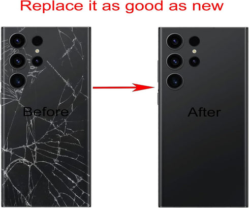 Galaxy Black S23 Ultra Back Glass Replacement for Samsung Galaxy S23 Ultra 5G Back Glass Cover with Pre-Installed Camera Lens and Adhesive + Repai...