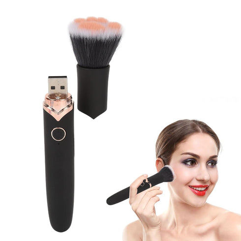 Powered Electric Makeup Brush Loose Powder Brush 10 Gears Vibration Electric Massage Brush for Makeup Blending Contouring Airbrush Finish, Black...