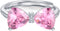 Pink Bow Rings for Women 925 Sterling Silver Cubic Zirconia Mother Daughter Ring Promise Rings for Her Dainty CZ Adjustable Stackable Rings Jewelr...
