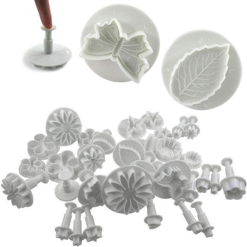 Daycount 33 Pcs Fondant Tools, Fondant Cake Mould, Ejector Stamp Modeling Cookie Plunger Cutter Sugarcraft Flower Leaf Butterfly Heart Shape Decor...