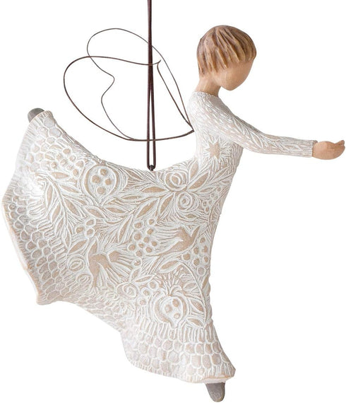 Willow Tree Dance of Life Hanging Ornament, Angel Figurine in Cream, Resin, Metal, Intricate Life-Themed Carvings, Multiple Occasions...