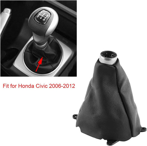 for Honda Civic 2006-2012 Shifter Shift Boot Cover, Qiilu PU Leather Manual Gear Shift Knob Boot Dust Cover...