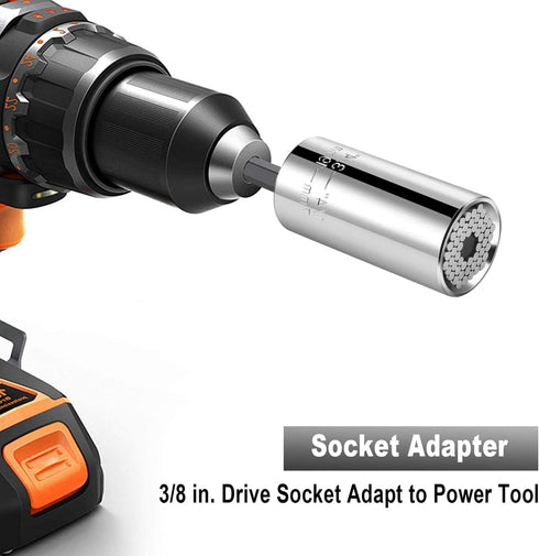Universal Socket 7 to 19mm, Christmas Stocking Stuffers for Men Universal Socket Set with Wrench Power Drill Adapter - Best Gifts for Handyman Men...