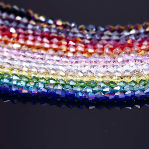 4MM Glass Beads 15 Colors 3000Pcs Bicone Crystal Beads for DIY Beading Projects, Bracelets, Necklaces, Earrings & Other Jewelrie...