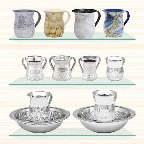 Stainless Steel Netilat Yadayim Cup - Grey Stone Painted Design - Looks Like Ceramic - Rust, Break and Crack Proof Negel Vasser Cup - Judaica Gift...