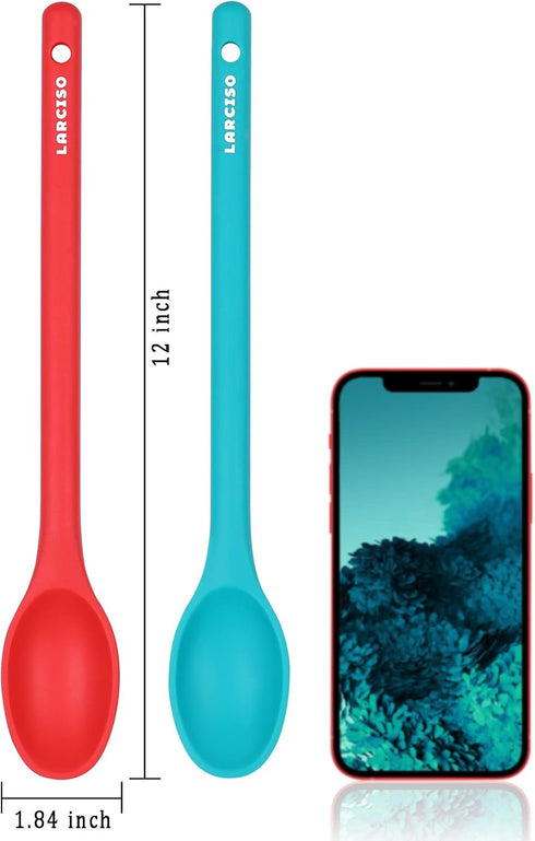 4 Pieces Silicone Spoon Heat-Resistant Non Stick Food Grade Kitchen Tools for Cooking, Baking, Stirring, Serving, Scraping, Mixing Spoons for Dish...