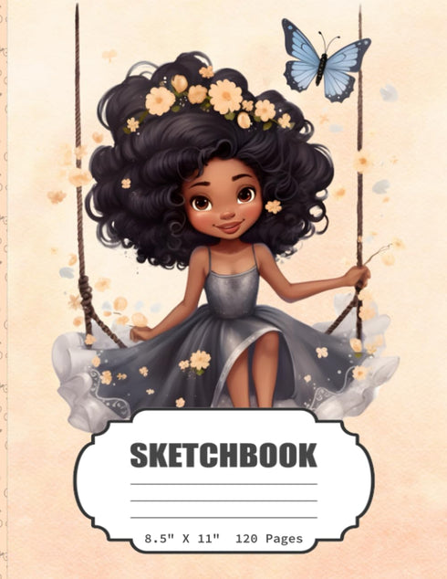 SketchBook: Cute Butterfly Girl Sketch Book for Girls, Kids, Teens, Adults Artist Notebook/Journal for Drawing, Writing, Sketching or Doodling, Bl...