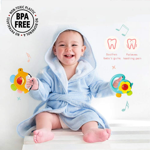 Baby Rattles Sets Teether, Shaker, Grab and Spin Rattle, Musical Toy Set, Early Educational Toys Gifts for 3, 6, 9, 12 Month Baby Infant, Newborn...
