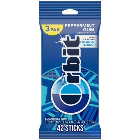 ORBIT Peppermint Sugarfree Chewing Gum, 3 Packs of 14-Pieces (42 Total Pieces)...