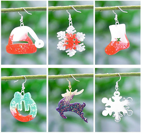 Christmas Resin Earring Molds Christmas Tree Elk Snowflake Earring Resin Molds Christmas Silicone Molds for Resin Crafts Resin Jewelry Making Kit ...