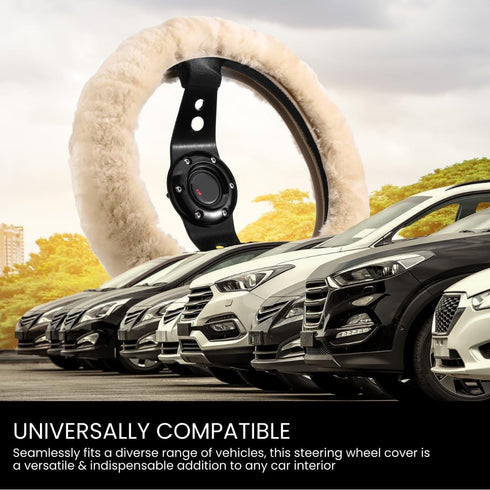 Andalus Australian Sheepskin Wool Steering Wheel Cover for Women & Men - Universal 15 Inch Steering Wheels & Accessories - Eco-Friendly Wheel Cove...