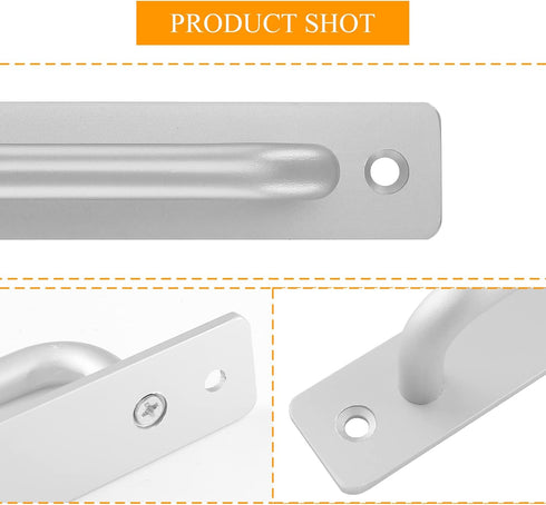 2 Pack Aluminium Alloy Closet Door Handles with Plate,7.1 Inch /180 mm Sliding Door Pull Handle with Mounting Screws for Sliding Barn Door,Wooden ...