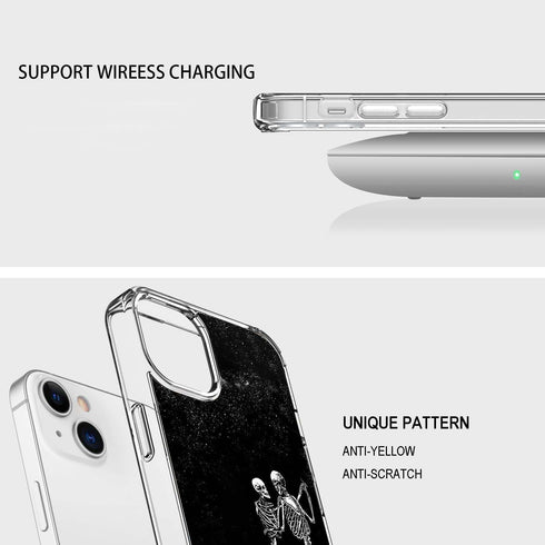 Dancing Skulls Case Compatible with iPhone 14, Hippie Skeleton Case for iPhone 14, Cool TPU Bumper Phone Case Cover...