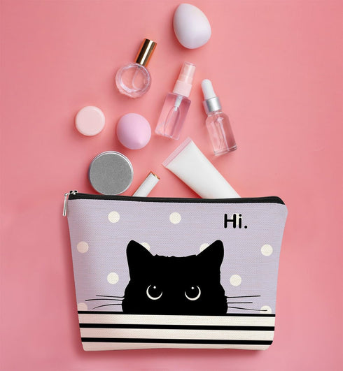 Cat Makeup Bag,Cat Gifts?Black Cat Purse,Gifts For Cat Lovers,Small Cute Makeup Bag Cosmetic Bag For Women Teen Girls,Birthday Gift,Cat Owners Gif...