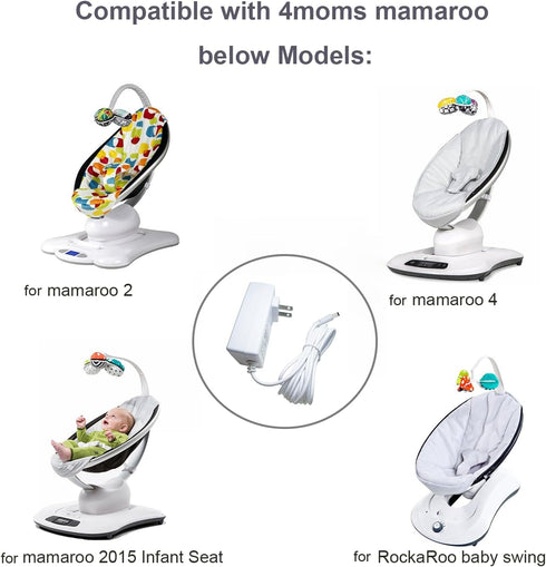 10 Ft Power Cord Replacement for 4moms mamaRoo 2/4, mamaRoo 2015 Infant Seat, RockaRoo Baby Swing, OH-1048B1203000U 12V 3A AC Adapter for mamaRoo ...