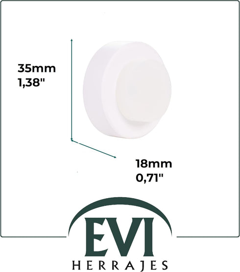 EVI | Wall Mounted Doorstop | Natural Silicone | Adhesive or Screw Installation | Stainless Steel | Mod. I-254 (White Rubber - White Lacquered)...