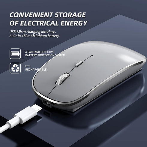 Wireless Mouse Chargeable Portable Silent Wireless Mouse USB and Type-C Dual Mode Wireless Mouse 3 adjustable DPI for Laptop, Mac, MacBook, Androi...