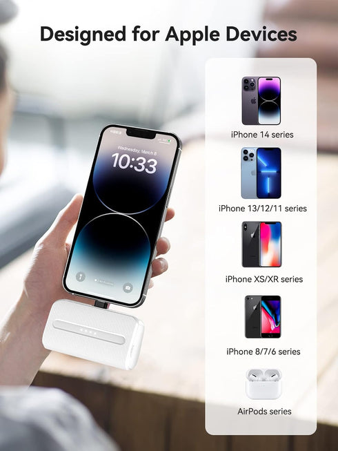 NEWDERY Mini Portable Charger for iPhone, 6600mAh 22W PD Power Bank Fast Charging with Carrying Case, Small Travel Battery Pack Compatible with iP...
