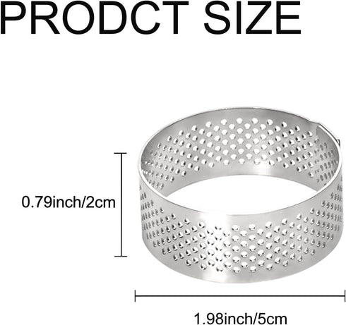 10 Pcs 1.98 Inch Stainless Steel Tart Ring, Heat-Resistant Perforated Cake Mousse Ring, Round Ring Baking doughnut tools 5cm...