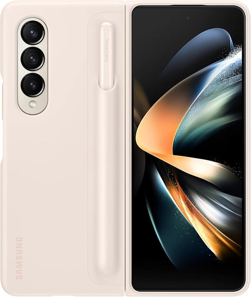 SAMSUNG Galaxy Z Fold4 Standing Cover with S Pen and S Pen Holder, Protective Phone Case with Kickstand for Hands Free Viewing, US Version, Sand...