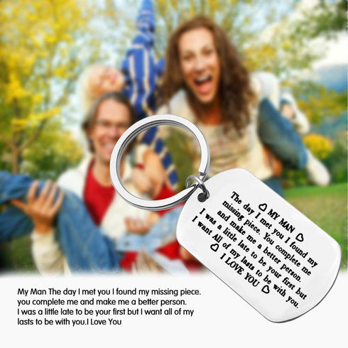 Vadaka to My Man Keychain Gift for Him,Wedding Anniversary Valentine's Day Birthday Gift for Boyfriend Fiance Husband I was A Little Late to Be Yo...