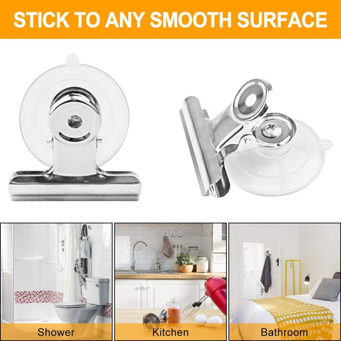 Aufind 12 Packs Suction Cup Clip Plastic Round Suction Cup Clamp Holder Strong Window Glass Suction Cup Clip for Hanging Kitchen Bathroom Office A...