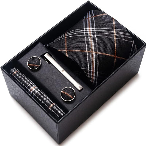 Black ties for men tie set clip Handkerchief Cufflinks...