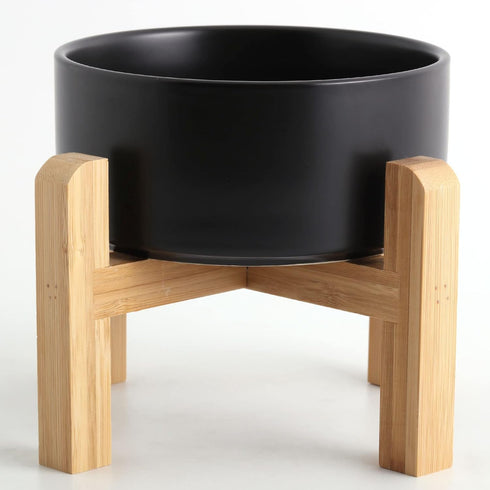 Petygooing Black Elevated/Raised Ceramic Dog Bowl for Small Breeds, Dog Food Water Dish with Stand,Pet Feeding Bowl with Anti Slip Rubber for Cats...