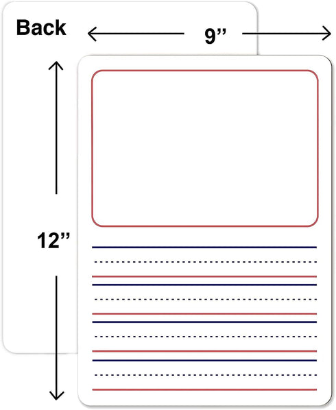 Double Sided Whiteboard 9”x12” Story Lined Dry Erase Board for Kids Writing Board Age 3-5 Practice Drawing Small White Board Teacher Elementary Gr...