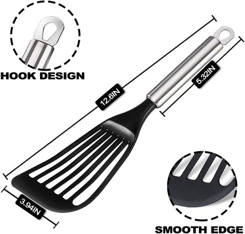 Tenta Tenta Kitchen Fish Spatula for Kitchen Use,Iron fish -Slotted Kitchen Spatula -Wide Thin Spatula with European Nylon Blade- Egg Flipper Uten...