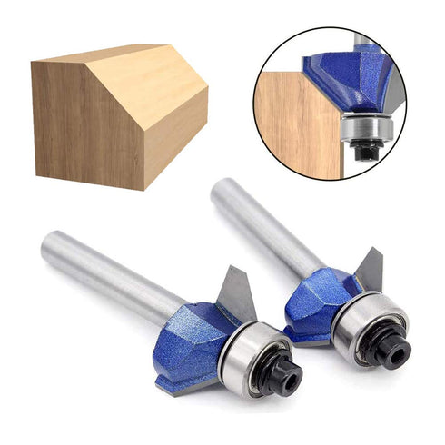 Mesee 4 Pieces 45 Degree Chamfer Router Bit Set, 1/4 Inch Shank Industrial Grade Top End Bearing Bevel Edge Forming Router Bits Cutter Woodworking...